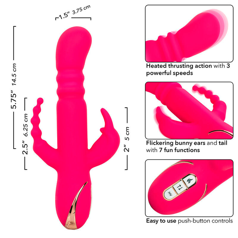Calexotics - Jack Fantasy Triple Vibrador Calentable Rabbit Rosa