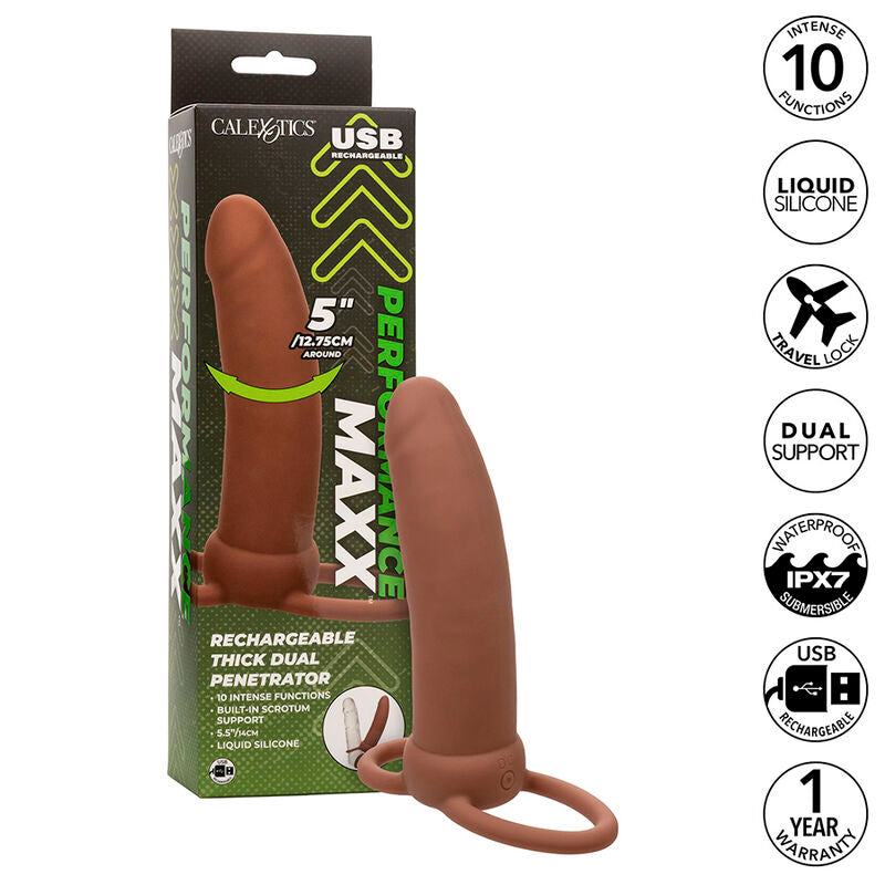 Calexotics - Maxx Doble Penetrador Grueso 10 Vibraciones Mulato