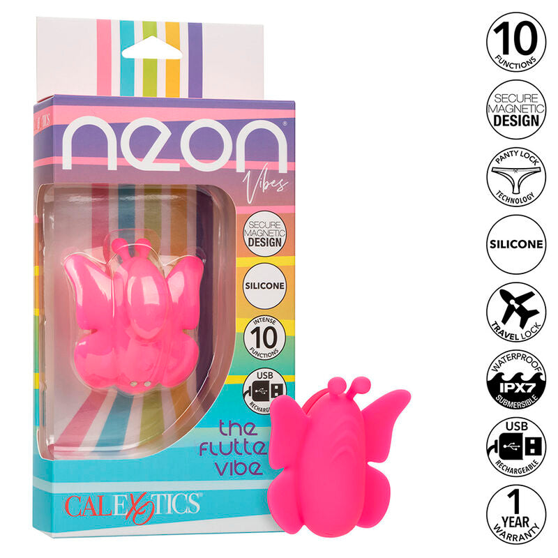Calexotics - Neon Vibes The Flutter Vibe Estimulador 10 Vibraciones Rosa