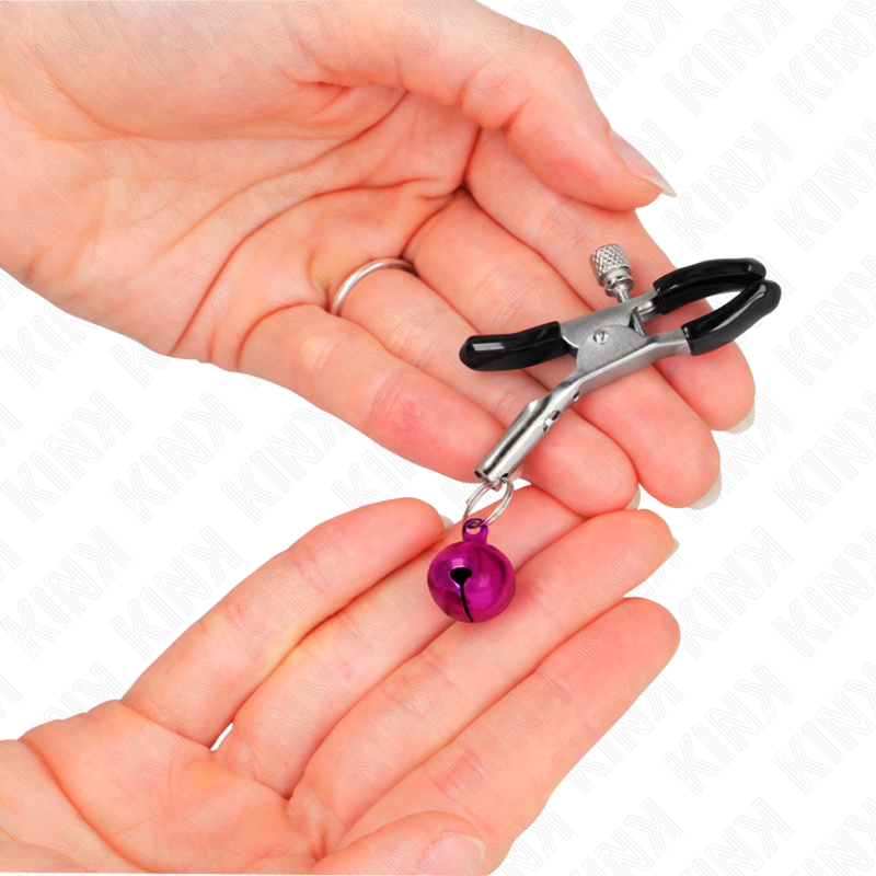 Kink - Pinzas Para Pezones Con Campanilla Violeta 6 Cm