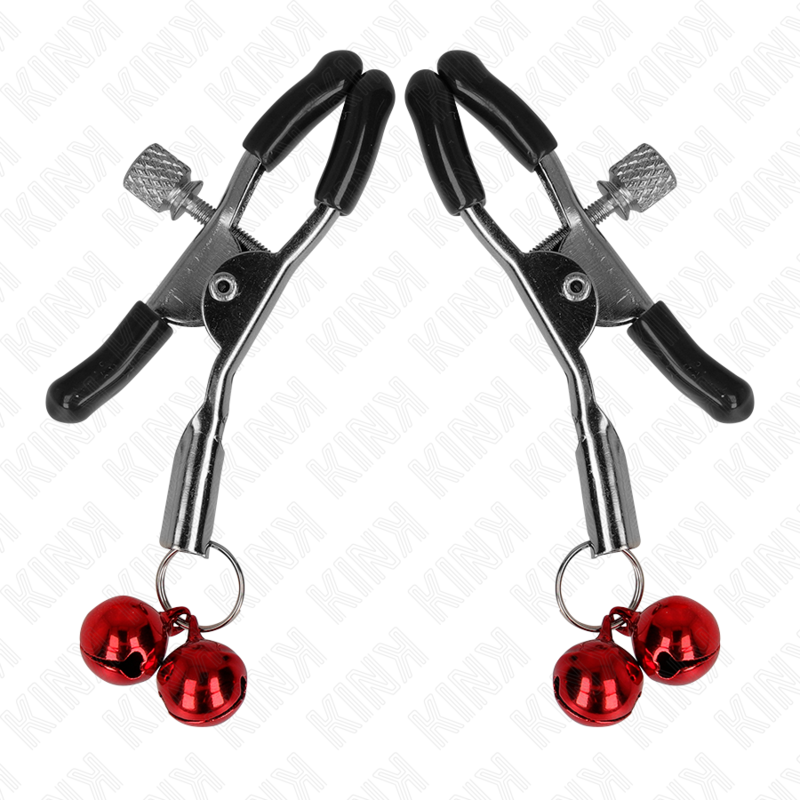 Kink - Pinzas Para Pezones Con Doble Campanilla Rojo 6 Cm