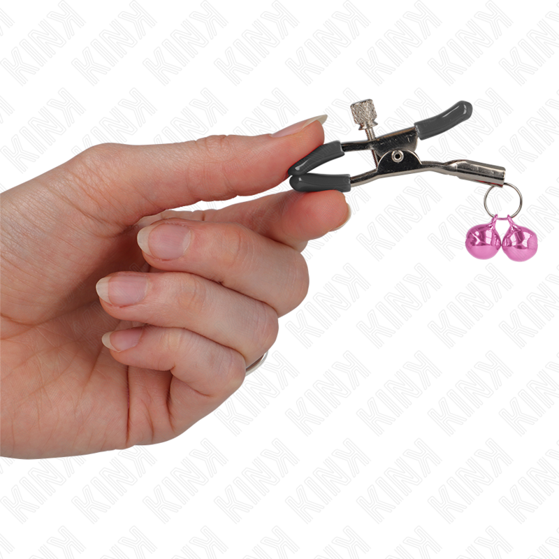 Kink - Pinzas Para Pezones Con Doble Campanilla Rosa 6 Cm