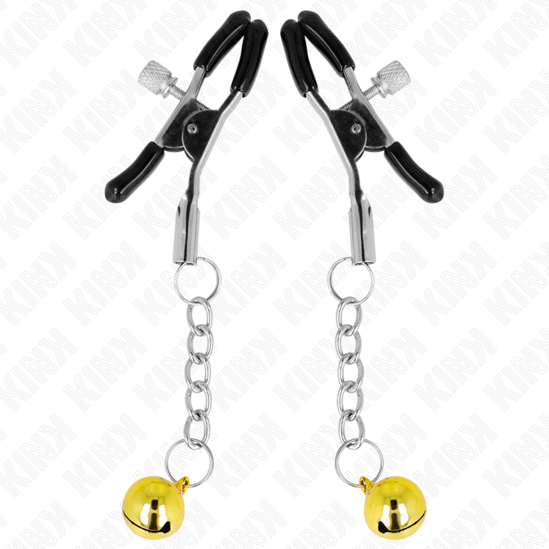 Kink - Pinzas Para Pezones Con Colgante De Cascabel Dorado 6 Cm