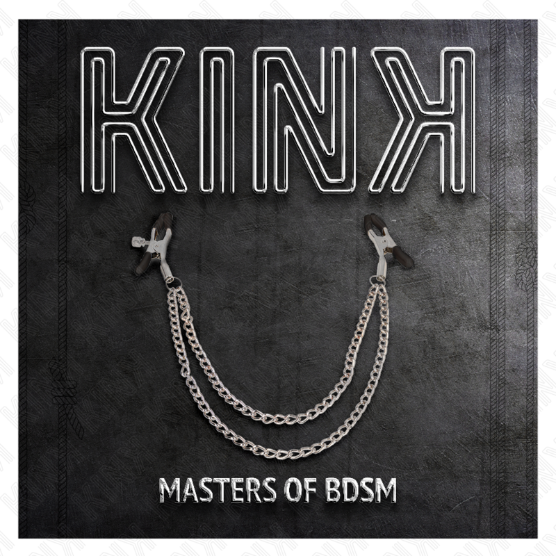 Kink - Pinzas Para Pezones Con Doble Cadena Gruesa Plateado 20/23 Cm