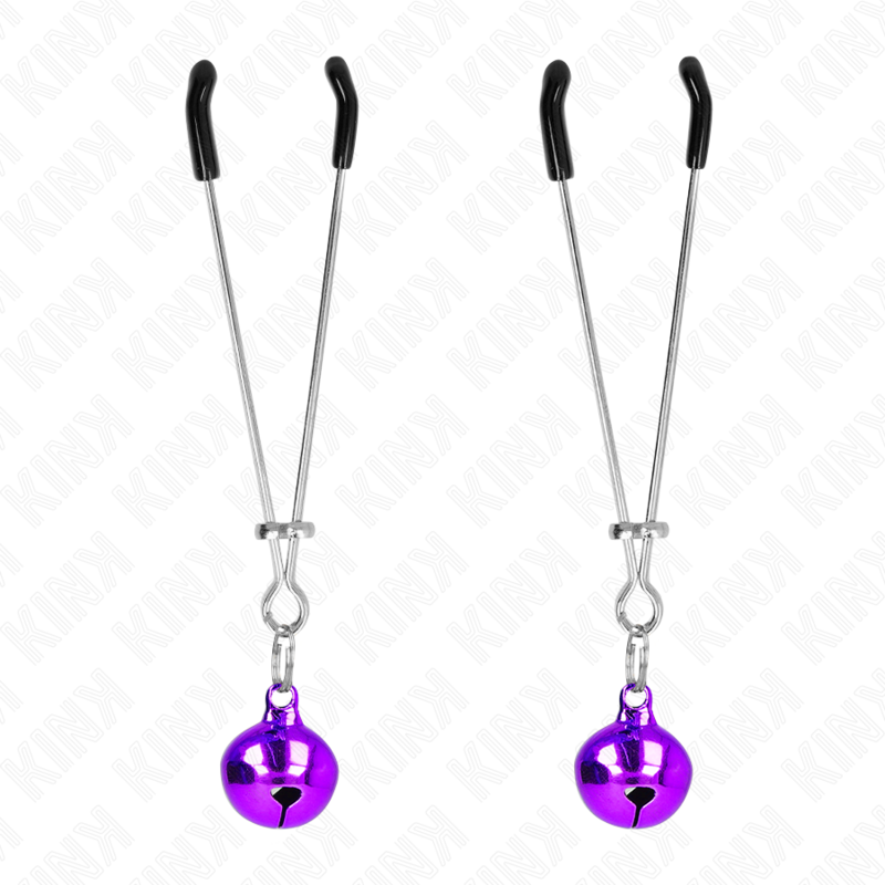 Kink - Pinzas Para Pezones Fina Con Cascabel Violeta 7 Cm