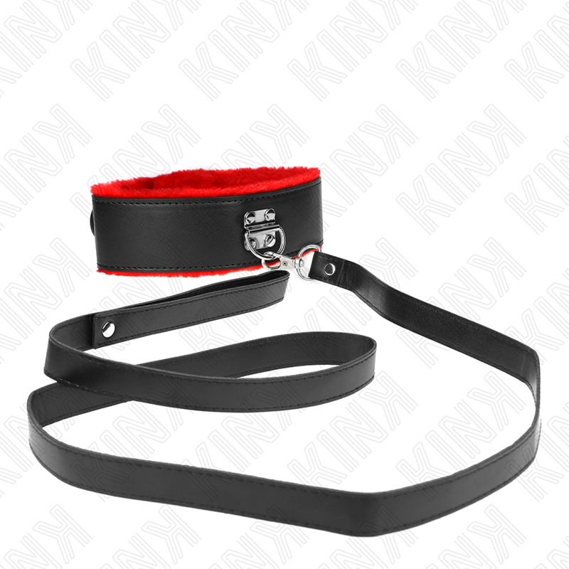 Kink - Collar Con Correa 116 Cm De Piel Rojo Ajustable 40-48 Cm X 6 Cm