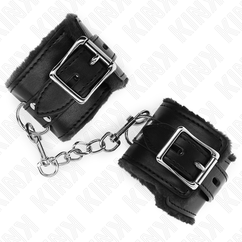 Kink - Muñequeras Forradas Negro Con Correa Negro Ajustable 20-29 Cm X 5.5 Cm