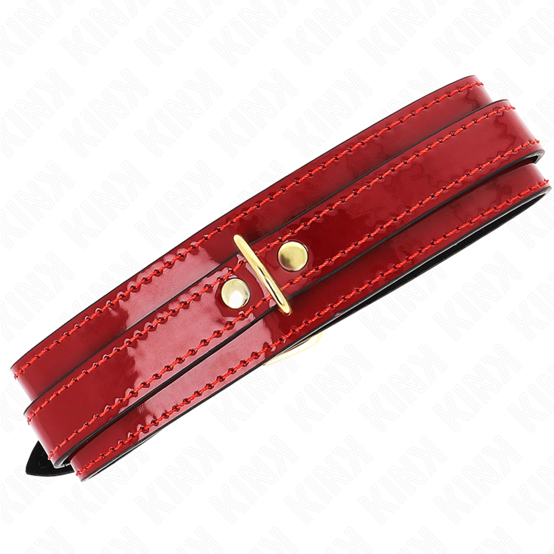 Kink - Collar Ajustable Rojo Vino Detalles Dorados 29-42.5 Cm X 4 Cm