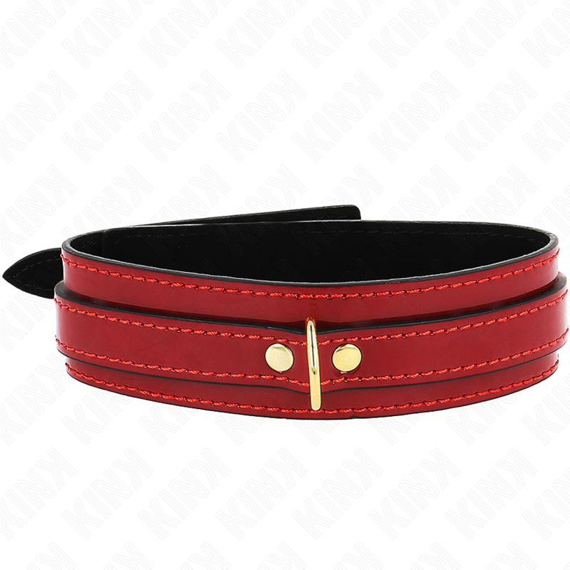 Kink - Collar Ajustable Rojo Vino Detalles Dorados 29-42.5 Cm X 4 Cm