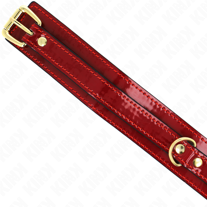 Kink - Collar Ajustable Rojo Vino Detalles Dorados 29-42.5 Cm X 4 Cm