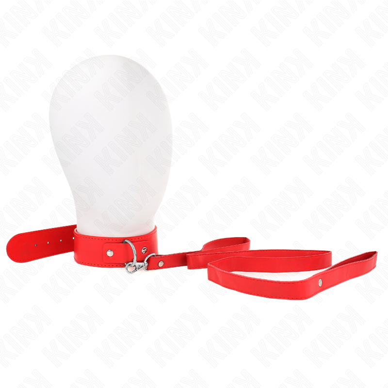 Kink - Collar Con Correa 116 Cm Fino Rojo Ajustable 32-50 Cm X 8 Cm