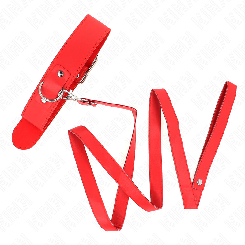 Kink - Collar Con Correa 116 Cm Fino Rojo Ajustable 32-50 Cm X 8 Cm