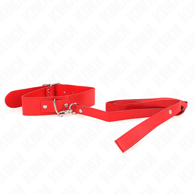 Kink - Collar Con Correa 116 Cm Fino Rojo Ajustable 32-50 Cm X 8 Cm
