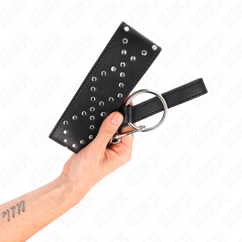 Kink - Collar Con Correa 65 Cm Con Tachuelas Plateadas Modelo 3 Ajustable 36-43 Cm X 5 Cm