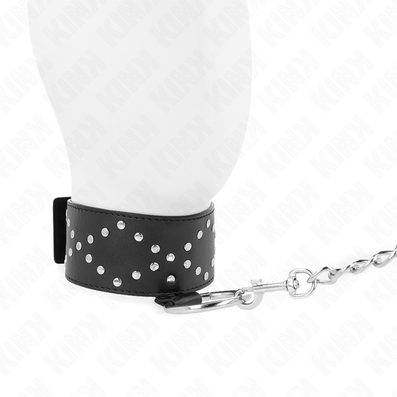 Kink - Collar Con Correa 65 Cm Con Tachuelas Plateadas Modelo 3 Ajustable 36-43 Cm X 5 Cm