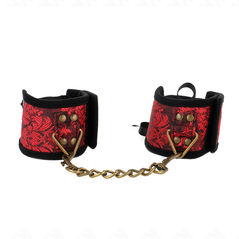 Kink - Muñequeras Diseño Escándalo Rojo-Negro Detalle Lazo 24.5 Cm X 6.5 Cm