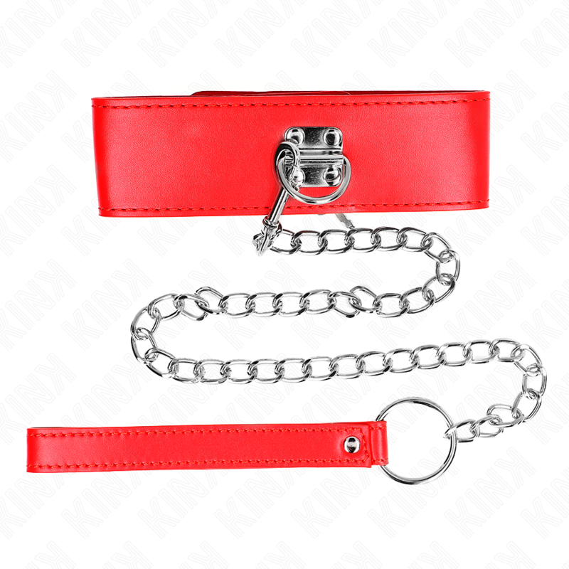 Kink - Collar Con Correa 65 Cm Ancho Rojo Ajustable 33.5-41 Cm X 5 Cm