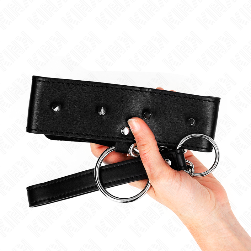 Kink - Collar Con Correa 65 Cm Con Tachuelas Plateadas Modelo 2 Ajustable 36-43 Cm X 5 Cm