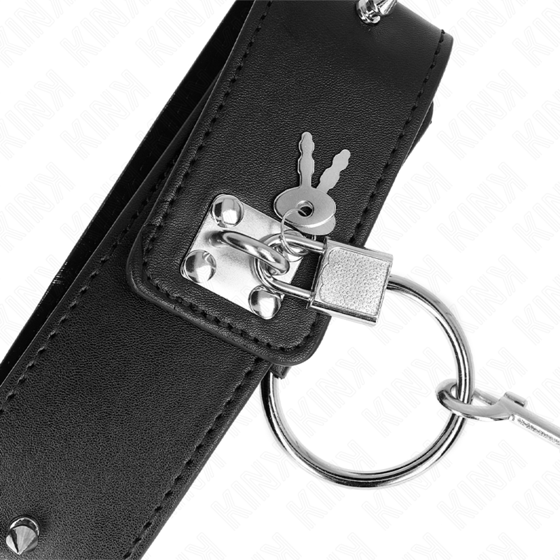 Kink - Collar Con Correa 65 Cm Con Tachuelas Plateadas Modelo 2 Ajustable 36-43 Cm X 5 Cm