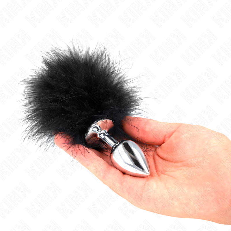 Kink - Plug Anal 11 X 7 Cm Acero Inoxidable Con Pluma 11 Cm