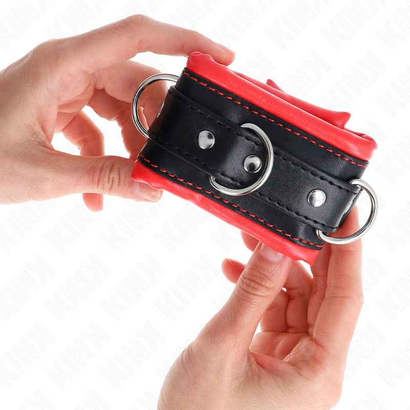 Kink - Muñequeras Estilo Heavy Forro Rojo Ajustable 20-30 Cm X 6 Cm