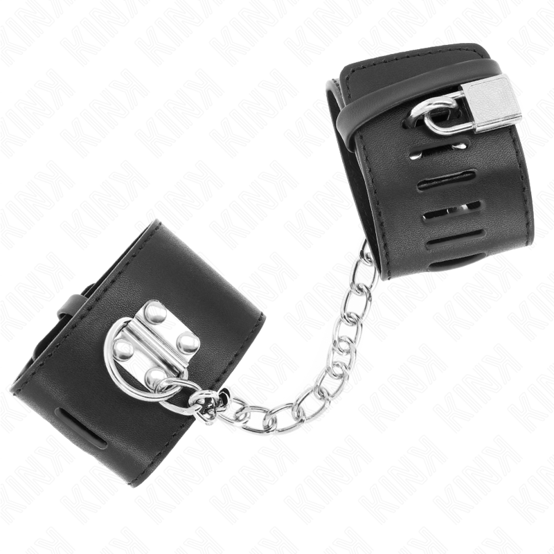 Kink - Muñequeras Fijas Con Cadena 30 Cm Y Cierre Candado Negro Ajustable 16-23 Cm X 5.5 Cm