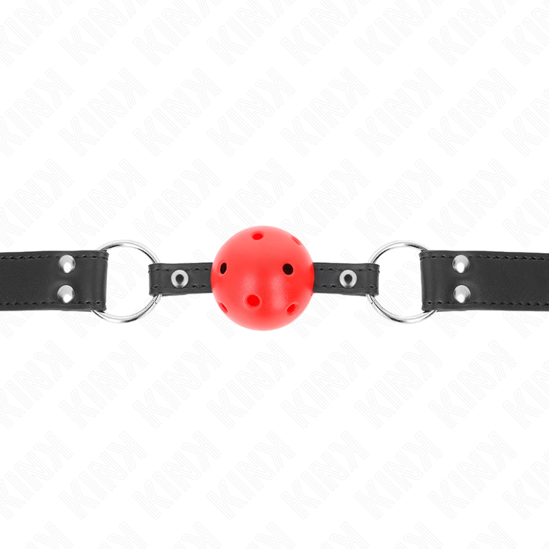 Kink - Mordaza De Bola 4 Cm Transpirable Con Doble Remache De Cuero 62 X 2.5 Cm Ajustable 42-58 Cm