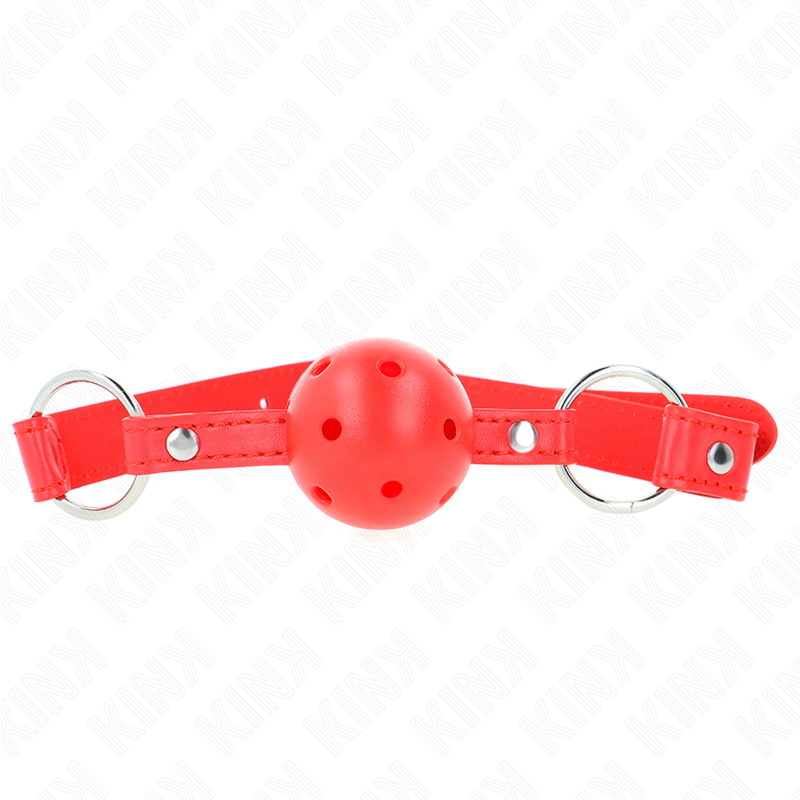 Kink - Mordaza De Bola 4 Cm Transpirable Con Doble Remache Modelo 1 Rojo 62 X 2.5 Cm Ajustable 42-58 Cm
