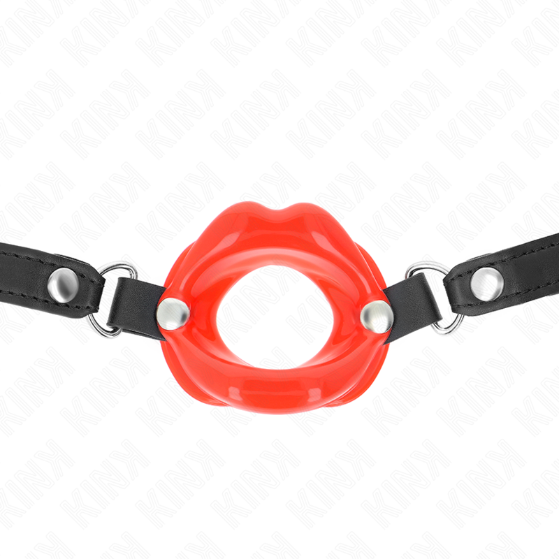 Kink - Mordaza Labial 8 Cm Con Correa De Polipiel Rojo 63 X 2 Cm Ajustable 39-58 Cm