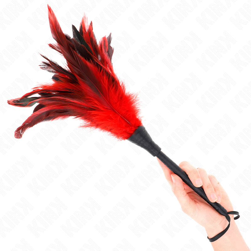 Kink - Plumas De Pollo Para Cosquillas Con Forma Cuerno De Criada Rojo 36 Cm