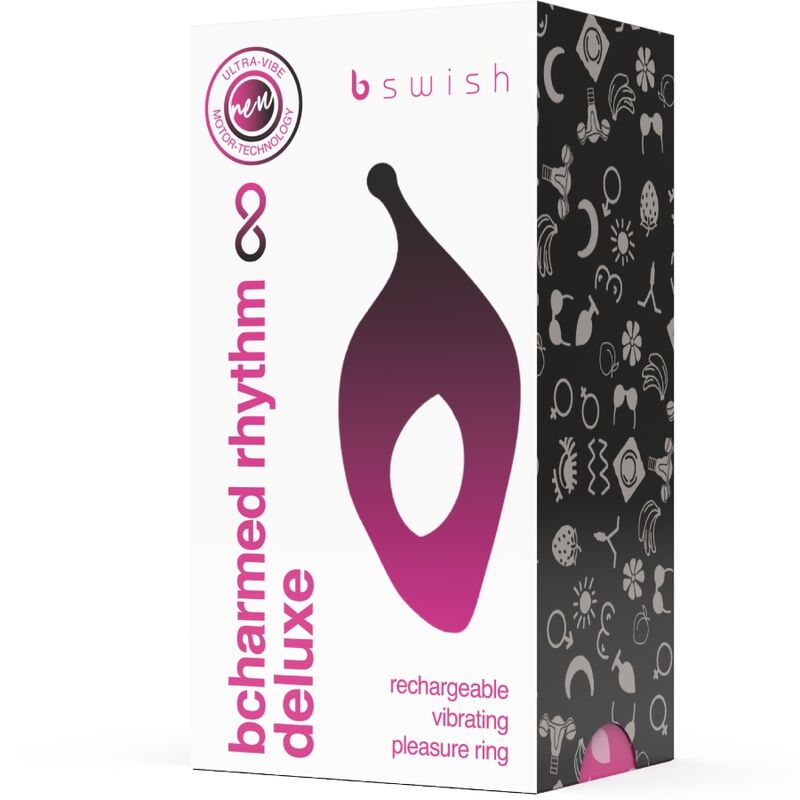 B Swish - Bcharmed Rhythm Infinite Deluxe Anillo Para Pene 15 Vibraciones Negro