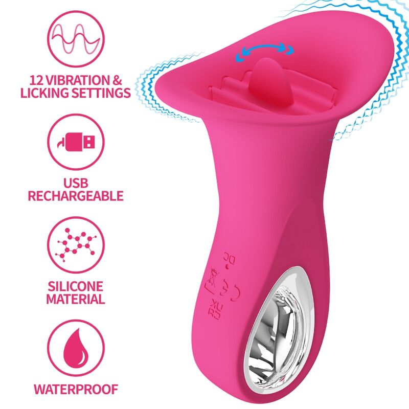 Pretty Love - Clyde Vibrador Oral Lengua Vibradora 12 Vibraciones Rosa