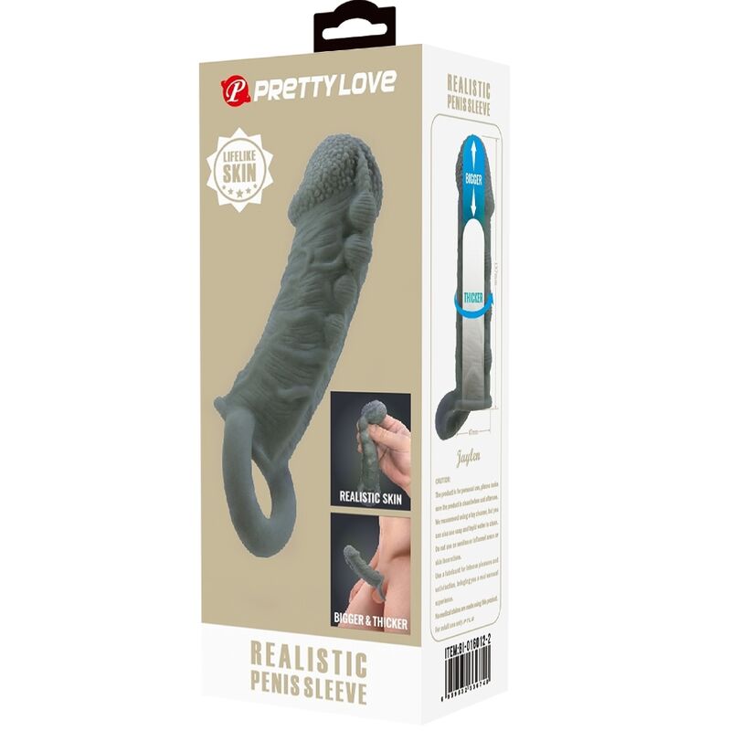 Pretty Love - Funda Realística Alargadora Y Retardante Para Pene Gris