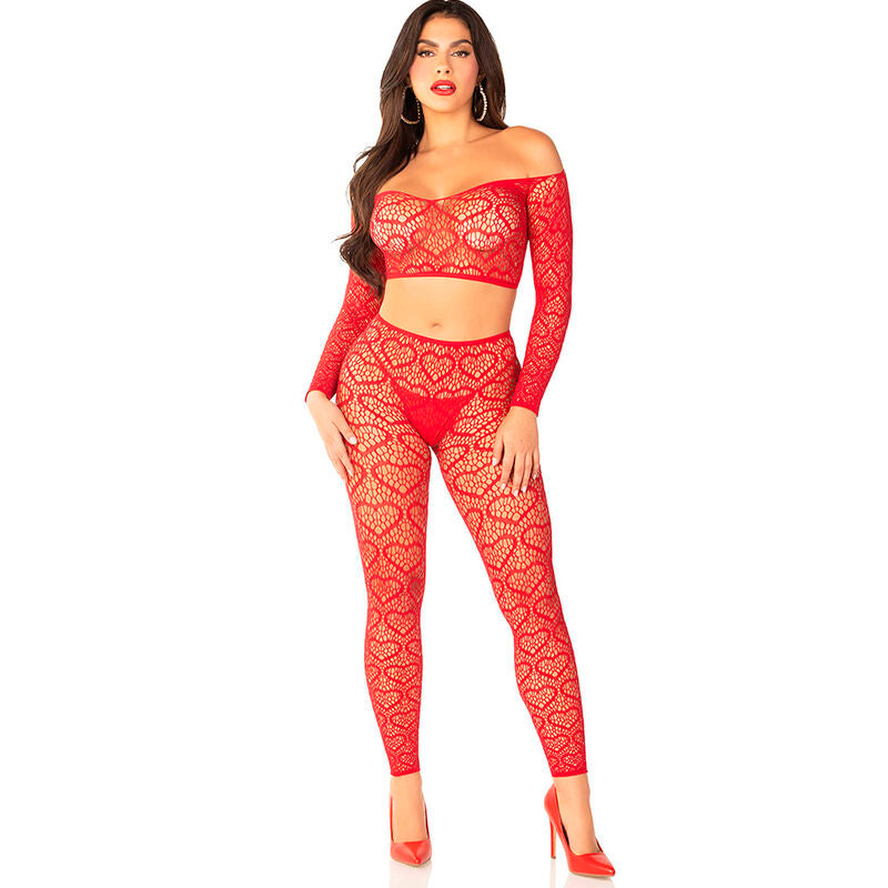 Leg Avenue - Crop Top + Medias Rojo Talla Única