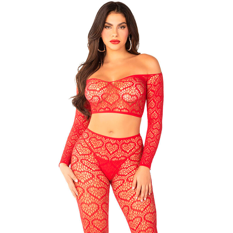 Leg Avenue - Crop Top + Medias Rojo Talla Única
