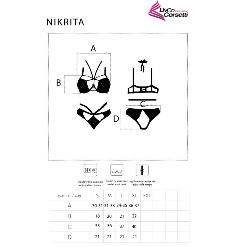 Livco Corsetti Fashion - Nikrita Lc 90674 Sujetador + Panties Negro Xl