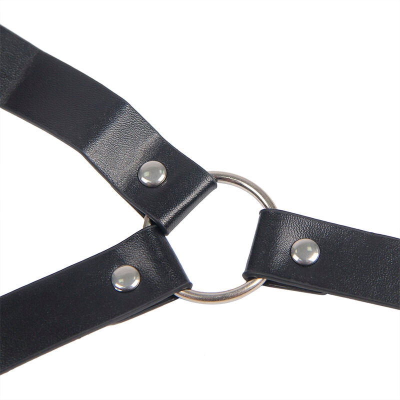 Subblime - 953720 Pinzas Para El Pecho Con Correa De Cuero Bondage Negro Talla Única