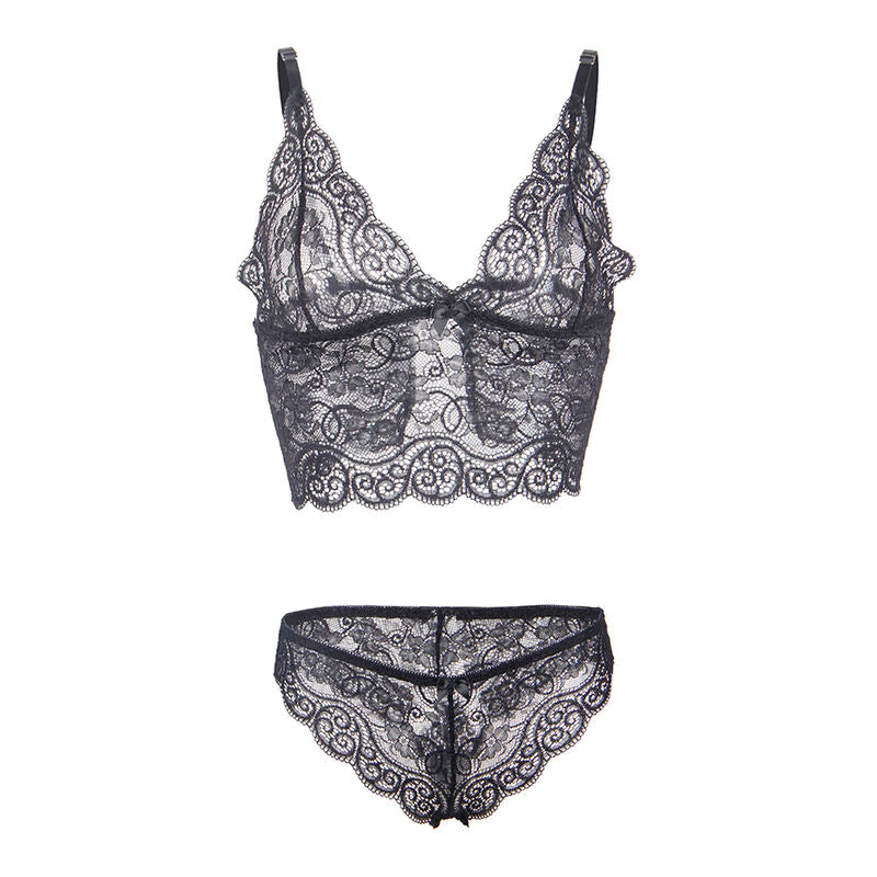 Subblime - 953928 Set 3 Piezas Encaje Y Saten Negro L/xl