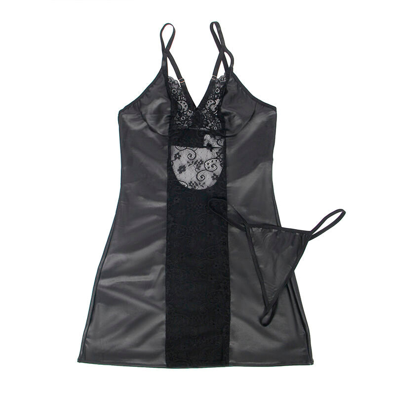 Subblime - 954161 Vestido + Tanga Cuero Negro S/m