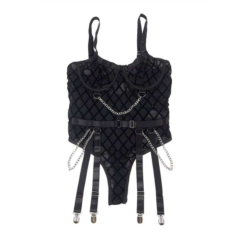 Subblime - 954277 Body Con Cadenas + Ligueros Negro L/Xl