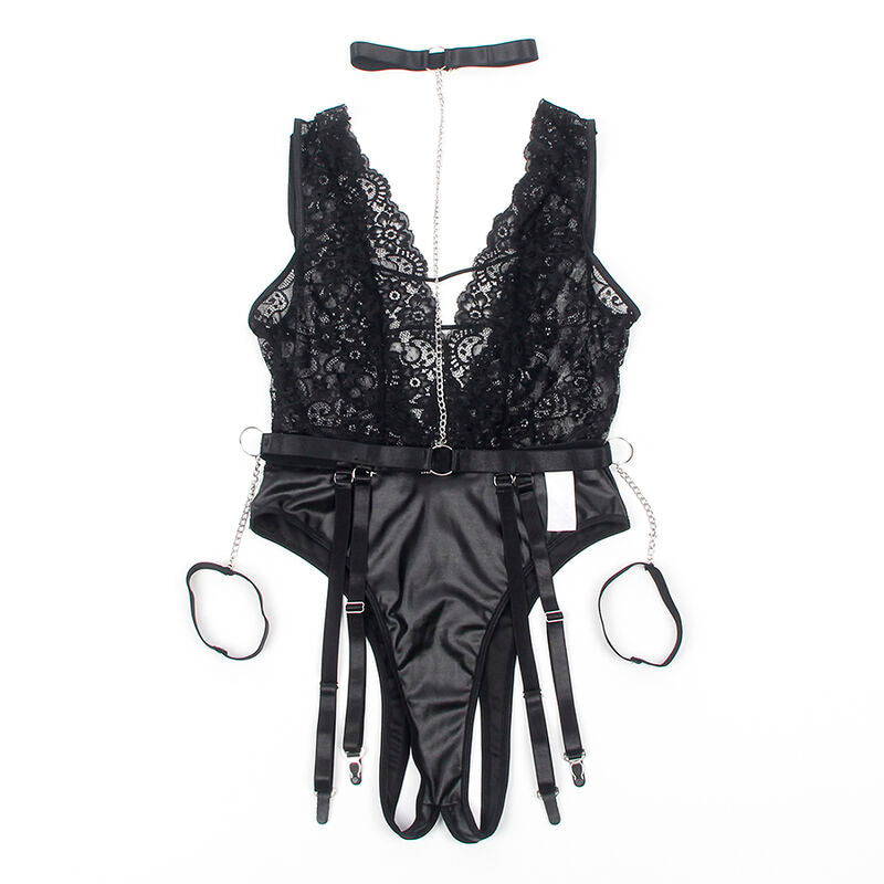 Subblime - 954390 Body Sexy Con Ligueros Negro L/Xl