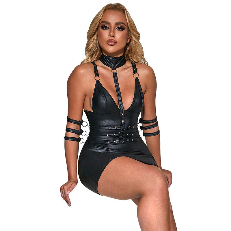Subblime - 954406 Vestido Bondage De Cuero Negro S/m