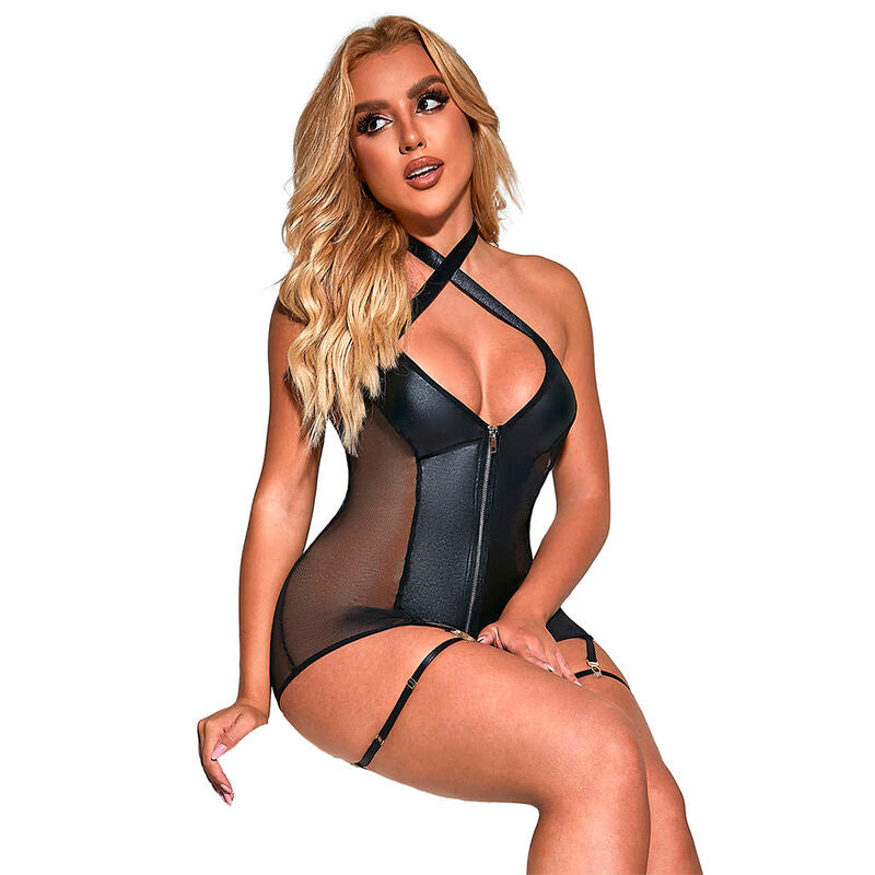Subblime - 954444 Vestido Sexy De Rejilla Cuero Negro S/m