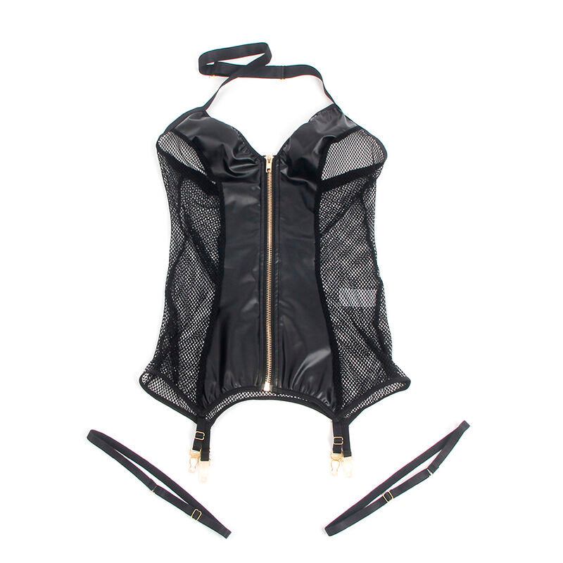 Subblime - 954451 Vestido Sexy De Rejilla Cuero Negro L/xl