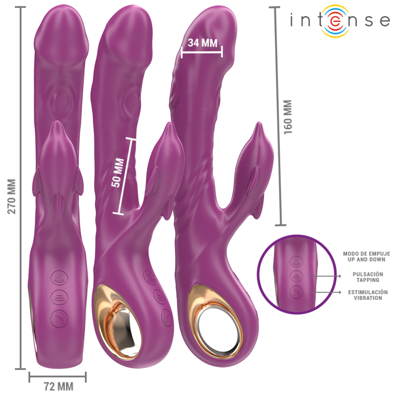 Intense - Halle Vibrador Multifunción Con Lengua Estimuladora En Forma De Delfín Morado
