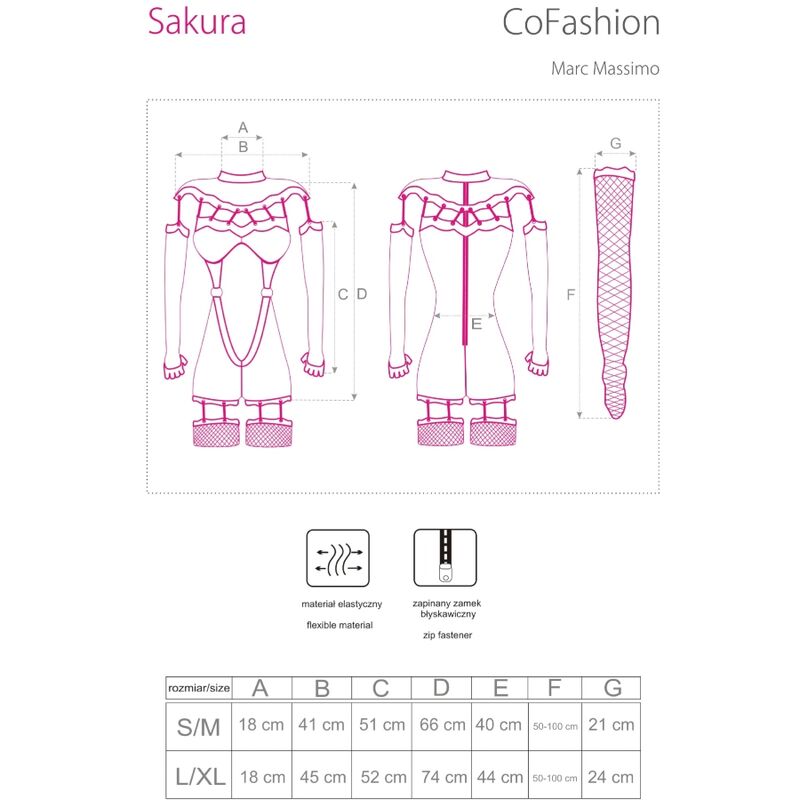 Livco Corsetti Fashion - Sakura Cf 90357 Mono + Guantes Largos + Ligueros Negro L/Xl