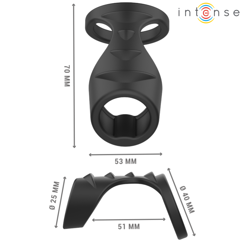 Intense - Theo Anillo Doble Para Pene Silicona Negro Modelo 3