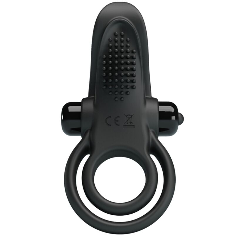 Pretty Love - Doble Anillo Vibrador + Estimulador Clítoris 10 Vibraciones Negro