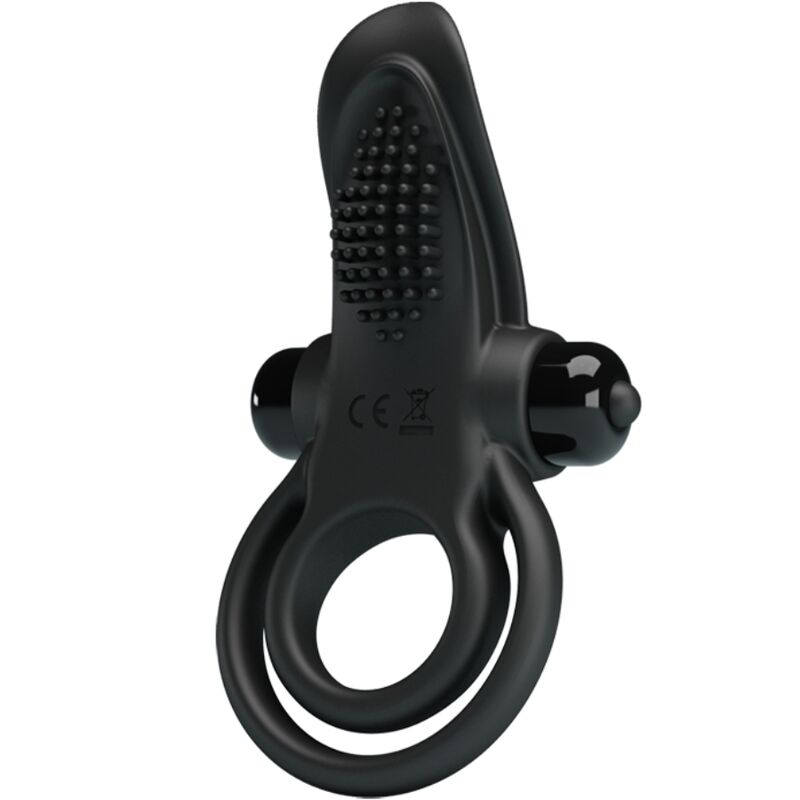Pretty Love - Doble Anillo Vibrador + Estimulador Clítoris 10 Vibraciones Negro