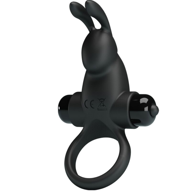 Pretty Love - Anillo Vibrador + Estimulador Rabbit Clítoris 10 Vibraciones Negro